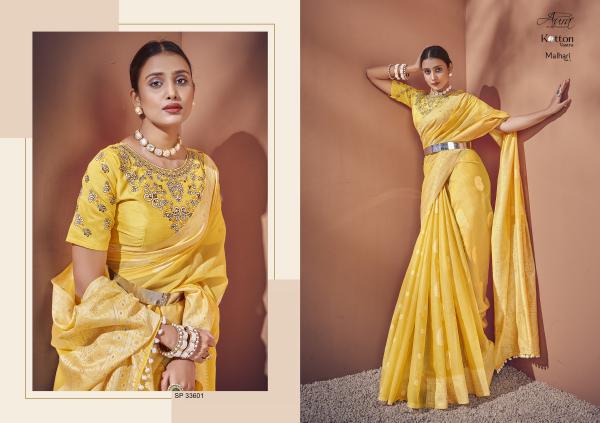 Aura Malhari Vol 3 Soft Cotton with Lucknowi Border Saree Collection